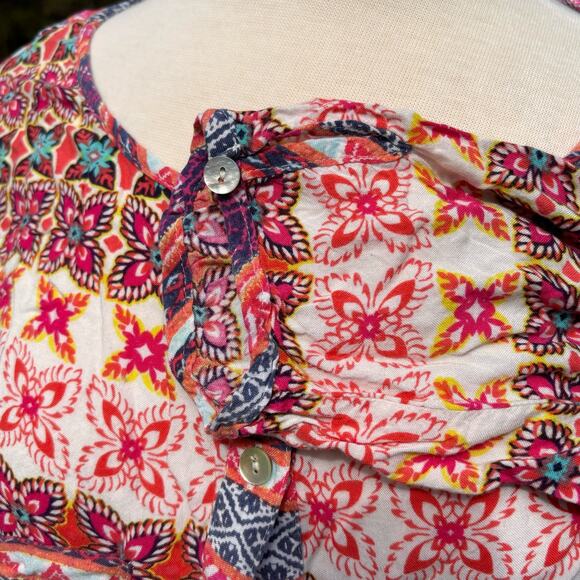 Anthropologie Fig and Flower Women's Tunic Blouse Dress Size 1X Geometric Hi Low - Picture 6 of 11